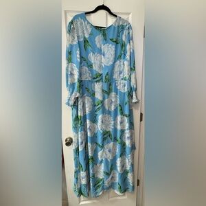 Taylor Blue Floral High Low Dress